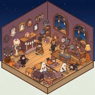 A Halloween Night corner decorated by a player: 52 stickers