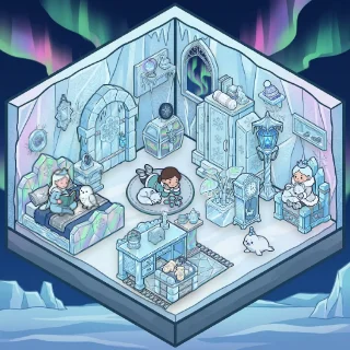 A Ice Palace corner decorated by a player: 39 stickers