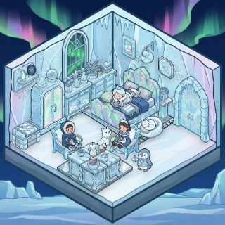 A Ice Palace corner decorated by a player: 47 stickers