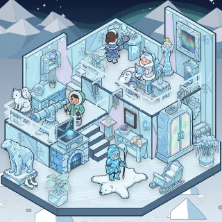 A Ice Palace corner decorated by a player: 53 stickers