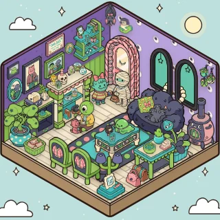 Un coin La famille Monstres décoré par un joueur : 50 stickers