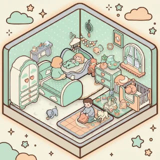 Un rincón Habitación del bebé decorado por un jugador: 38 stickers
