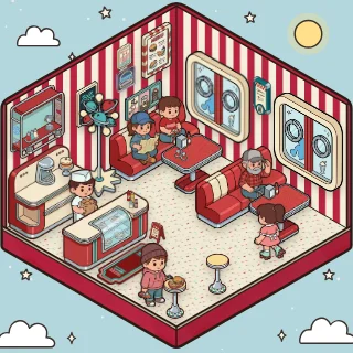 A Diner corner decorated by a player: 33 stickers