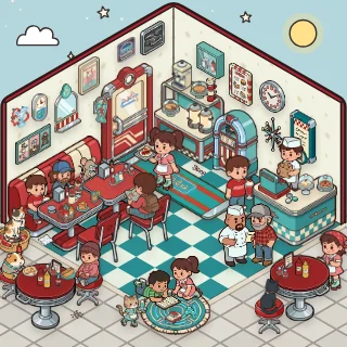 A Diner corner decorated by a player: 72 stickers
