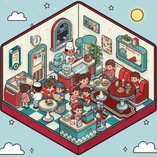 A Diner corner decorated by a player: 55 stickers
