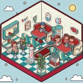 A Diner corner decorated by a player: 31 stickers