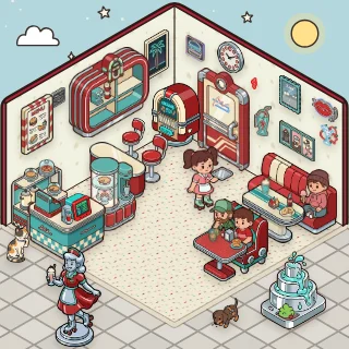 A Diner corner decorated by a player: 43 stickers