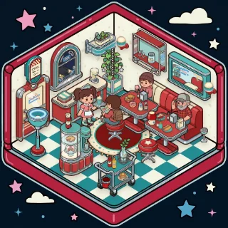 A Diner corner decorated by a player: 42 stickers