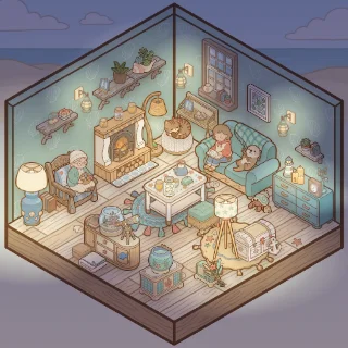 A Seaside Cottage corner decorated by a player: 59 stickers