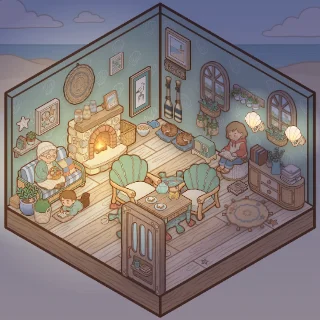 A Seaside Cottage corner decorated by a player: 56 stickers