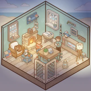 A Seaside Cottage corner decorated by a player: 33 stickers