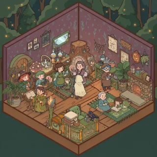 A Witch Workshop corner decorated by a player: 51 stickers