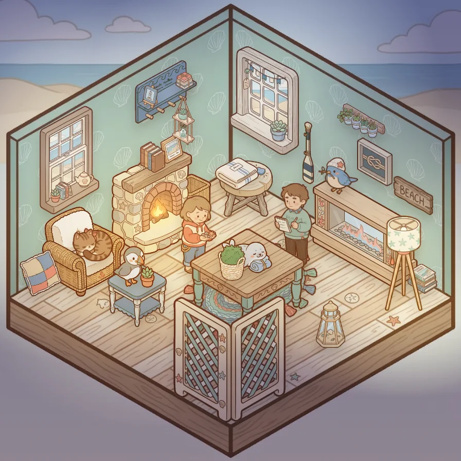 A Seaside Cottage corner decorated by a player: 33 stickers